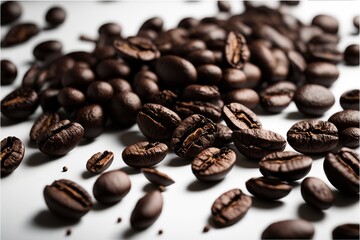 Fototapeta premium Coffee beans on a white background. Generative AI