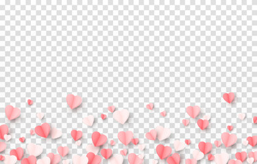 Vector multicolored paper hearts png. Heart shaped paper confetti png. Paper elements png. Hearts for Valentine's Day, March 8, Mother's Day.