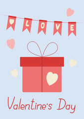Happy Valentines Day greeting card. Gift and love lettering. Printable cards template, layout in A6.