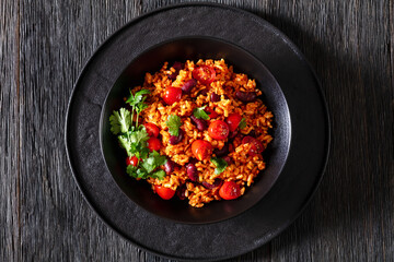 jollof rice with red beans, tomato, spices