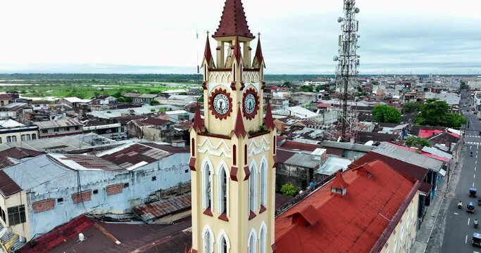 Catedral de Iquitos. The Iglesia Matriz in the Plaza de Armas, main square of the city of Iquitos in the Peruvian Amazon