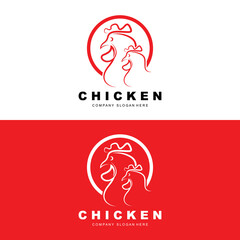 Fototapeta premium Chicken Logo, Farm Animal Vector, Design For Chicken Farm, Fried Chicken Restaurant, Cafe