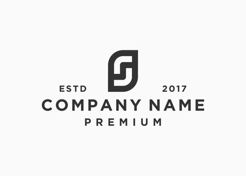 letter sj square logo design vector illustration template