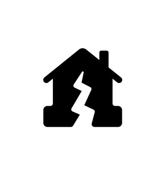 recommend clip art: House collapse (earthquake, disaster) vector icon illustration