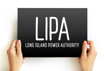 LIPA - Long Island Power Authority acronym text on card, abbreviation concept background