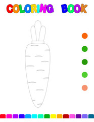 Coloring book with a carrot.Coloring page for kids.Educational games for preschool children. Worksheet.