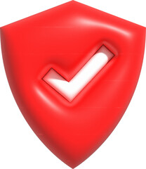 Guard shield icon, Safety shield with check mark inside, Security and Guaranteed 3d render illustration