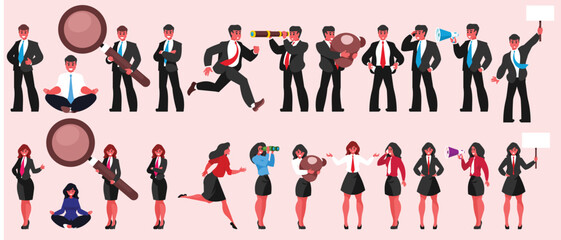 Fototapeta na wymiar Set of business people. Set of business characters working in office. Vector graphics