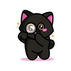 cute black cat is doing adorable pose