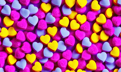 Candy Hearts, Seamless Infinite Pattern, Generative AI