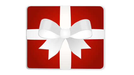 red gift box with white bow and ribbon