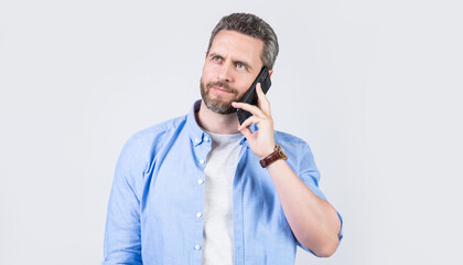 communication call of adult man. photo of man having communication call.