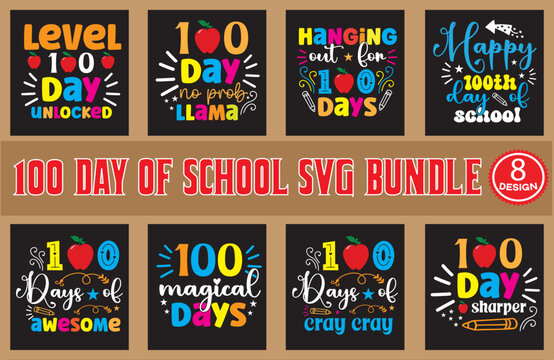 100 day of school svg t shirt design bundle