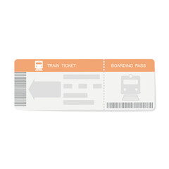 Modern Train ticket, Travel by Railway. Isolated object on white background.