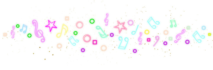 background with neon light music notes symbol