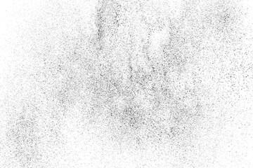 Distressed black texture. Dark grainy texture on white background. Dust overlay textured. Grain noise particles. Rusted white effect. Grunge design elements. Vector illustration, EPS 10.