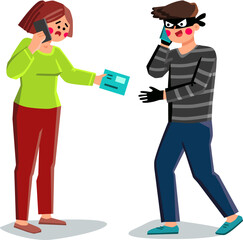 phone frauding vector. smartphone scam, cellphone mobile, technology internet, data crime, hacker cyber phone frauding character. people flat cartoon illustration