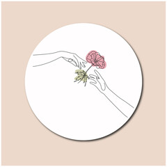 illustration of a flower and hand lineart