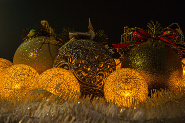 Christmas decorations with luminous garland