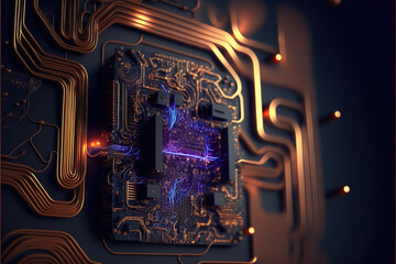 Abstract Electronic Circuit Board Background, generative ai