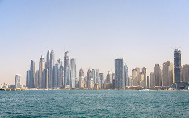 Fototapeta na wymiar the skyline of Dubai from the sea