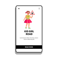 kid girl road vector. child happy, childhood summer, car lifestyle, young little, street kid girl road web flat cartoon illustration