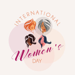 International Womens Day background with different face and women skin