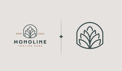Leaf Flower Tree monoline. Universal creative premium symbol. Vector sign icon logo template. Vector illustration