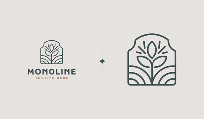 Leaf Flower Tree monoline. Universal creative premium symbol. Vector sign icon logo template. Vector illustration