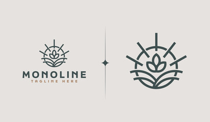 Leaf Flower Tree monoline. Universal creative premium symbol. Vector sign icon logo template. Vector illustration