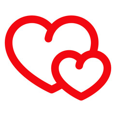 Logotipo del día de San Valentín. Símbolo de salud médica abstracta. Icono lineal aislado 2 corazones