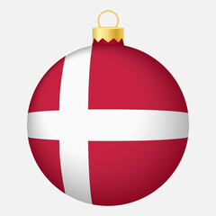 Christmas tree ball with Denmark flag. Icon for Christmas holiday