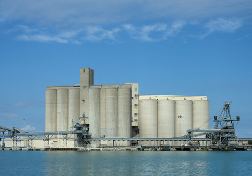 France, Aude, Silos in harbour of Port-la-Nouvelle