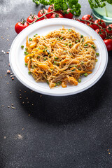 rice noodle vegetable Asian dish fresh funchose meal food snack on the table copy space food background rustic top view