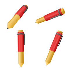 3d pen icon set vector