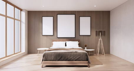 Minimalist wabi sabi interior mock up design, room muji sytle.
