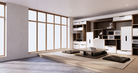 Idea Box Wall Shelves on minimal living room japandi style design.