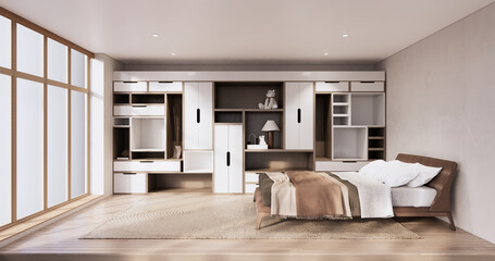 Idea Box Wall Shelves on minimal living room japandi style design.