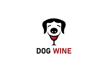 Minimal Awesome Trendy Professional Dog Wine Logo Design Template On White Background