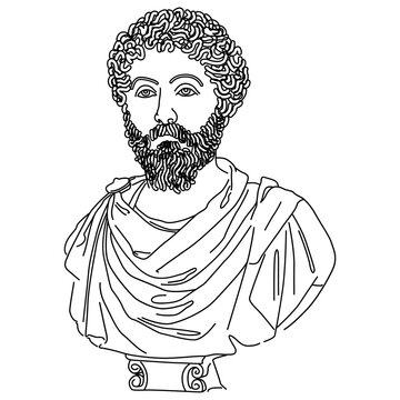 Marcus Aurelius, Statue, Linien Zeichnung