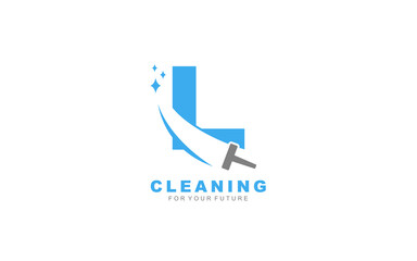 L logo cleaning services for branding company. Housework template vector illustration for your brand.