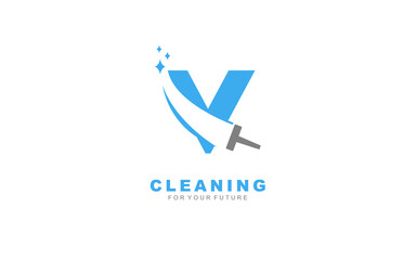 V logo cleaning services for branding company. Housework template vector illustration for your brand.