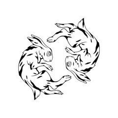 vector illustration of two rabbits