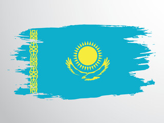 Vector flag of Kazakhstan drawn with a brush