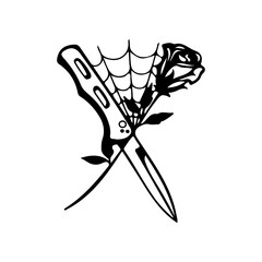 dagger and rose illustrator vector