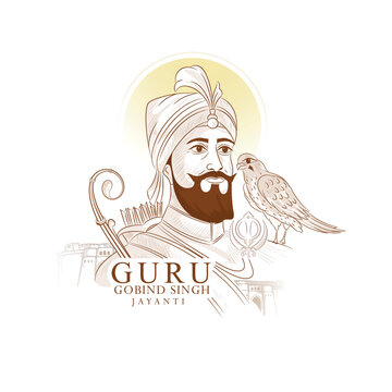 abstract vector sketch illustration of God Guru Gobind Singh Jayanti celebration
