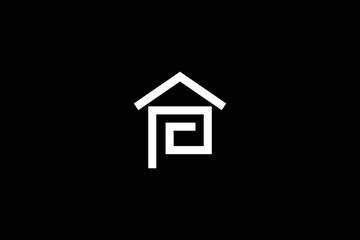 Minimal Awesome Trendy Professional Letter C P Home Loan Logo Design Template On Black Background