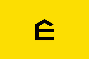 Minimal Awesome Trendy Professional Letter E Home Logo Design Template On Yellow Background