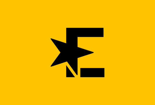 letter E logo design, letter E with Star combination, flat design logo template, vector illustration