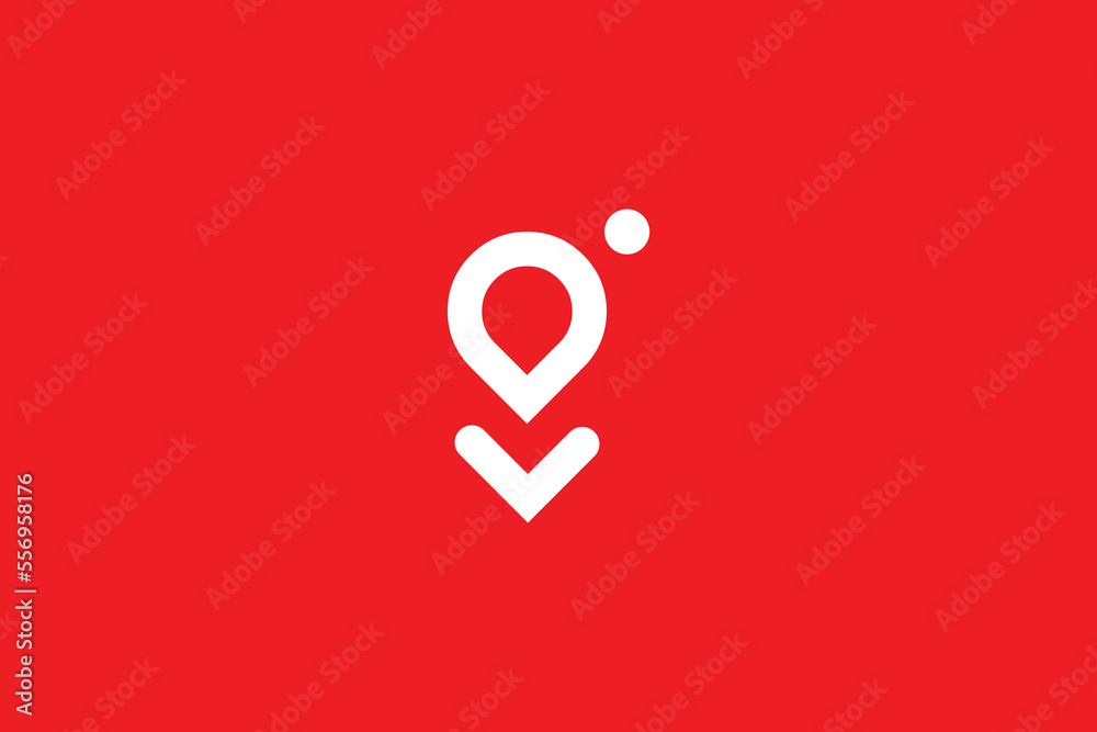 Fototapete minimal awesome trendy professional letter g location icon logo design template on red background. r